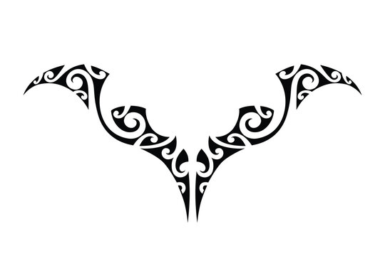 polynesian maori tribal ornament in traditional tattoo style. Elongated decorative band with ethnic geometric patterns and flowing shapes. Ideal for waist tattoo lower back tattoo belly design or brac