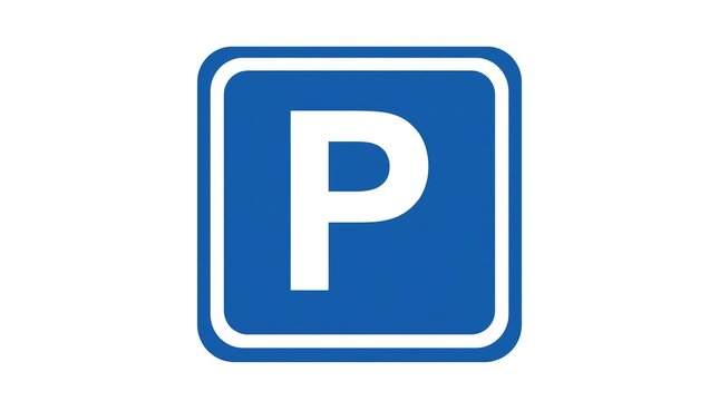Universal blue parking sign with a white P symbol for vehicle areas