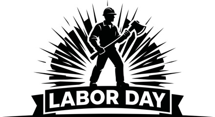 Fototapeta premium High-Contrast Labor Day Industrial Worker Silhouette Vector