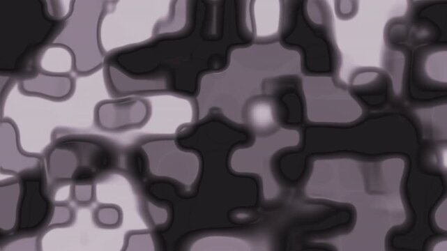 Seamless looping grayscale liquid puzzle pattern with organic tiles and soft glow. Ideal for tech intros, transitions, backgrounds, UI screens, and motion overlays.