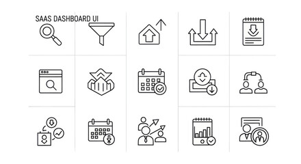 Fototapeta premium SaaS Dashboard UI Line Icons for Business and Technology.