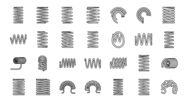 collection of different types of springs coil springs and flat springs graphic resources