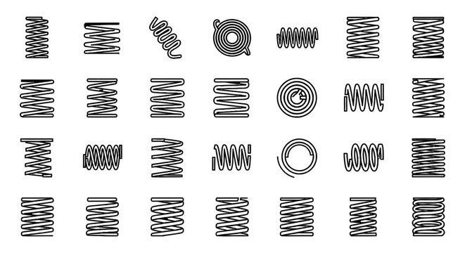 collection of various line art spring coils metal coil shapes
