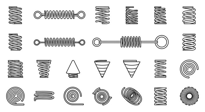collection of various spring coil designs and types vector illustration
