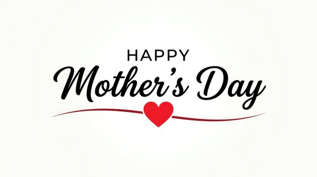 Happy Mothers Day greeting graphic with red heart on white background