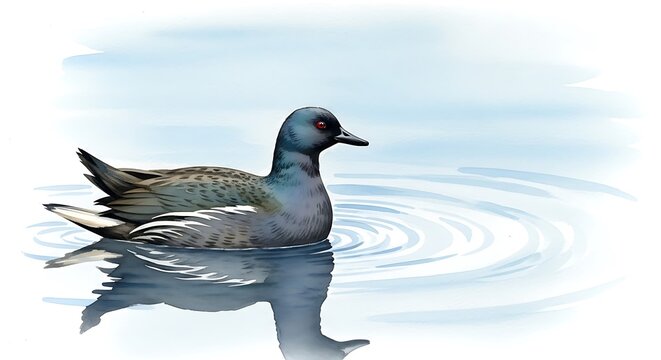 A solitary duck gracefully swimming on a calm body of water