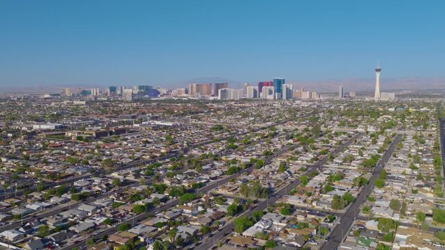 Sprawling Suburban Neighborhoods Leading to the Sunny Las Vegas Skyline