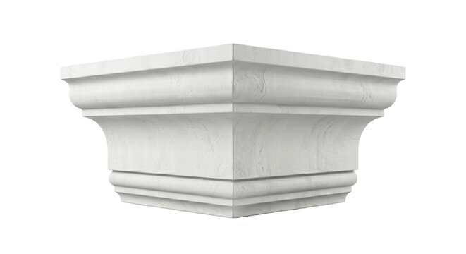 White plaster architectural cornice block with classic classical molding