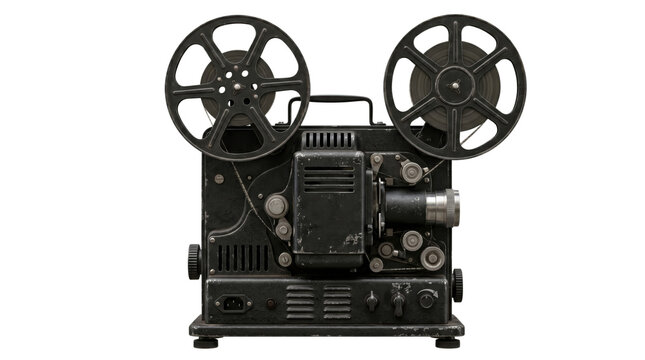 Vintage metal film projector with dual film reels
