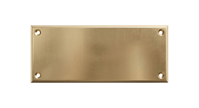 Blank rectangular brass metal plaque with corner screw holes