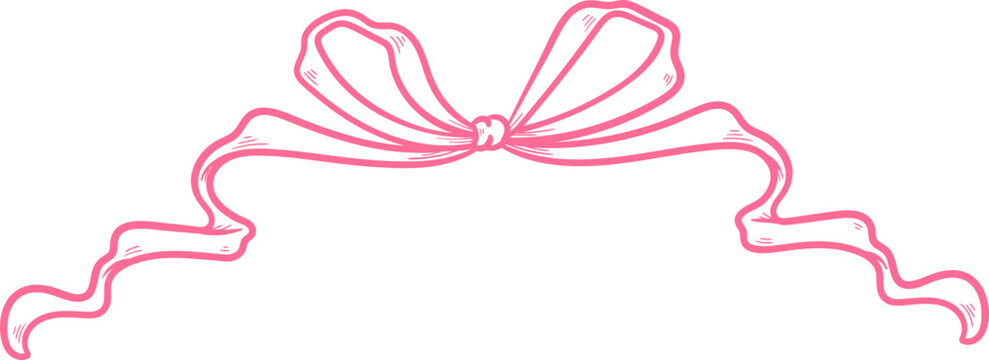 Cute Ribbon Top Border Bow Line Art