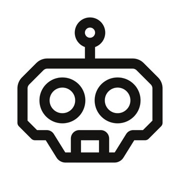 Robot head or chatbot icon. Discover our modern robot head or chatbot outline icon with a clean and minimal line icon design for artificial intelligence and conversational themes.