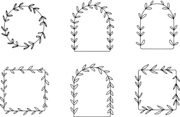 Obraz premium Versatile Botanical Frame Variety Pack with Organic Shapes and Delicate Leaves for Stylish Design Layouts