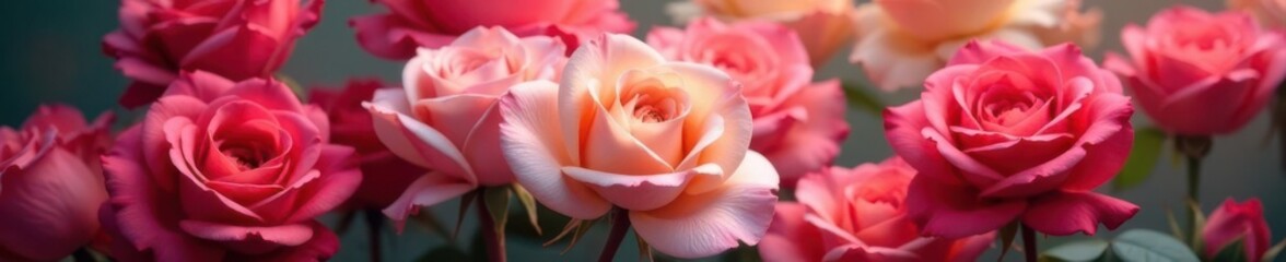 Obraz premium Vibrant roses, diverse colors, soft focus background , background, roses