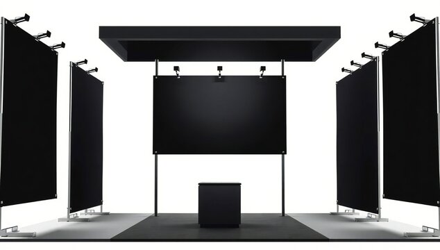 Modern exhibition setup with large screens