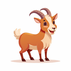 Obraz premium A cartoon goat stands on a surface with its mouth open and horns visible.