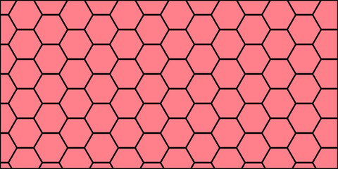 Fototapeta premium Seamless abstract hexagon background featuring a black geometric honeycomb texture and a metallic grid design for a modern technology wallpaper vector illustration