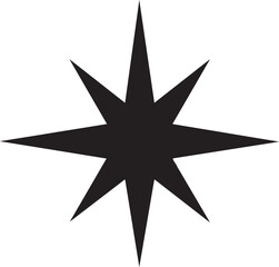 Obraz premium Black starburst, star shape, vector icon, geometric symbol, abstract design element