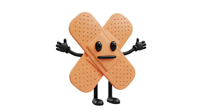 Cartoon Band-Aid Character with Arms and Legs
