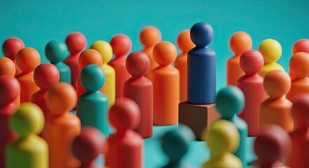 Obraz premium Leadership in business a single figure standing out among a crowd representing success and strategic vision