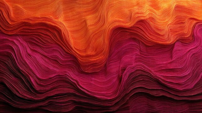 Vibrant color gradient displays dense, undulating parallel lines creating abstract texture