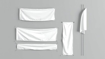 Naklejka premium Blank banners displayed on wall