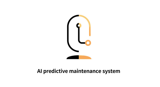 Abstract AI Predictive Maintenance System Icon on White Background.