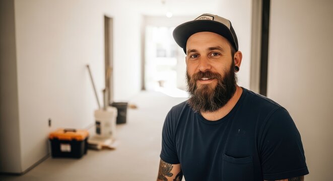 Small business owner portrait dedicated entrepreneur in workshop setting focusing on craftsmanship and local business growth