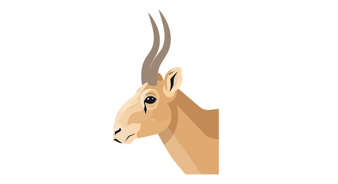 Elegant Illustration of a Saiga Antelope Head with Curved Horns.