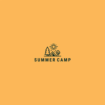 Summer camp logo vector icon illustration