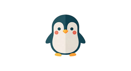 Fototapeta premium A cheerful cartoon penguin with orange webbed feet and a black and white body