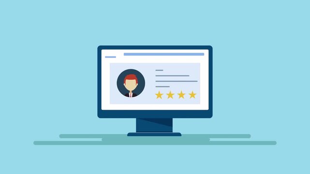 Online review. Customer review. Online rating. Online review animation showing star ratings boosting customer satisfaction and growth. Suitable for marketing presentations, customer feedback websites.