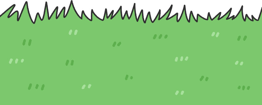 Hand Drawn Grass Border Background Set, Green Lawn Ground Base Illustration for Nature Banner Landscape Design