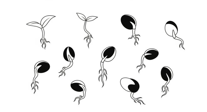 Seedlings Growing From Soil with Roots Visible.