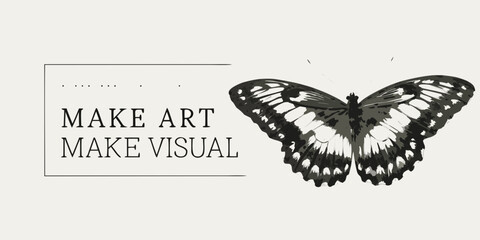 A butterfly illustration accompanies the text make art make visual © Sabuj