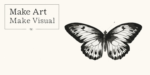A butterfly illustration accompanied by text promoting artistic creation © Sabuj