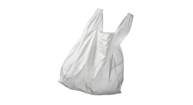 Empty white plastic grocery bag isolated on white background