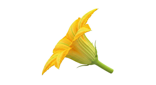 Yellow Zucchini Flower Isolated on White Background