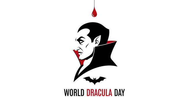 Dracula Vampire Illustration Profile Portrait.
