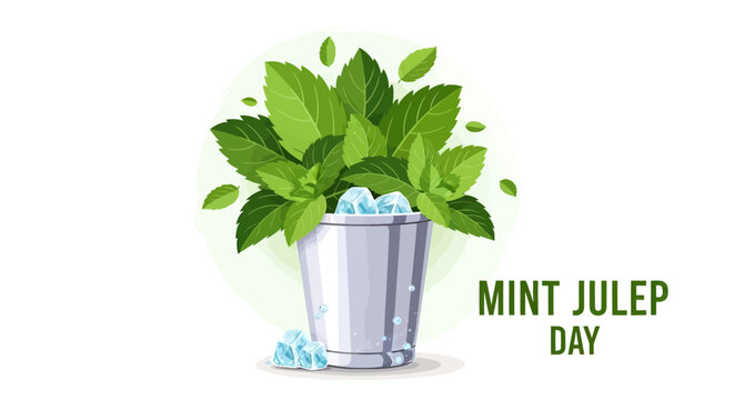 Mint Julep Drink in Silver Cup.