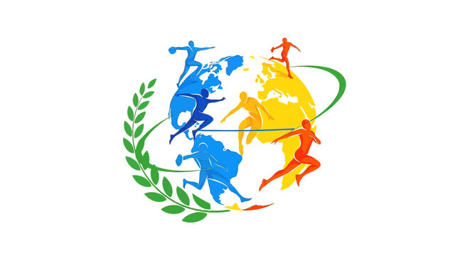 Olympic Rings with Athletes Logo Design.