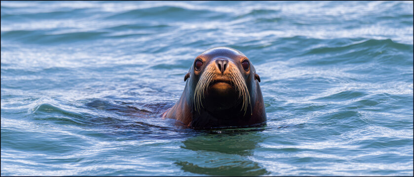 Sea lion portrait water whisker marine animal nature wildlife ocean blue aquatic
