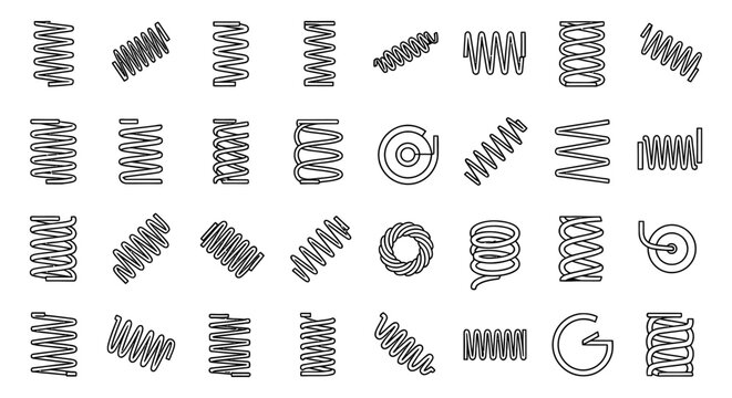 collection of various spring coil designs industrial components and engineering elements