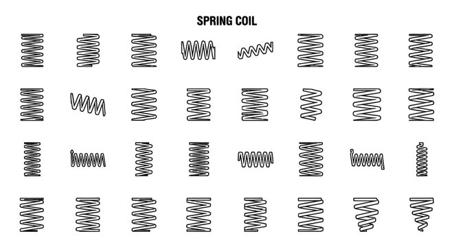 collection of various types of spring coils illustrating different shapes and styles
