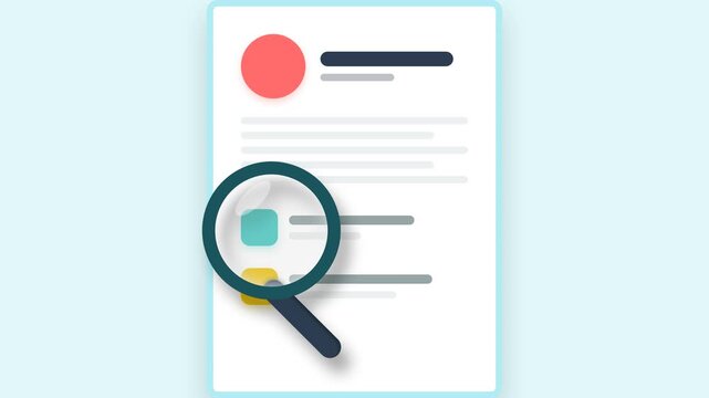 Resume Scan Animation Shows Magnifying Glass and Document Review
