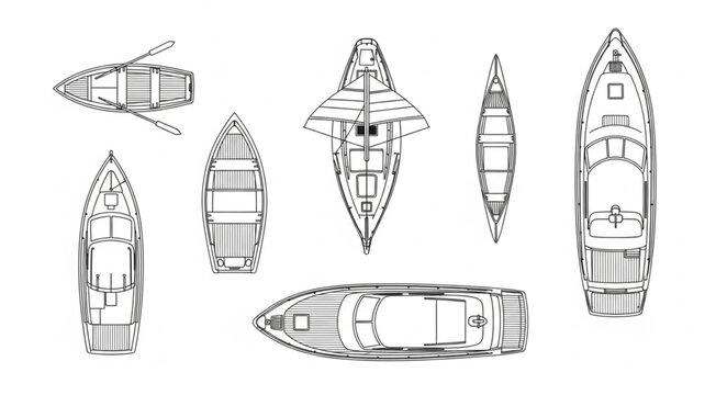 Collection of ship blueprints and top down views.
