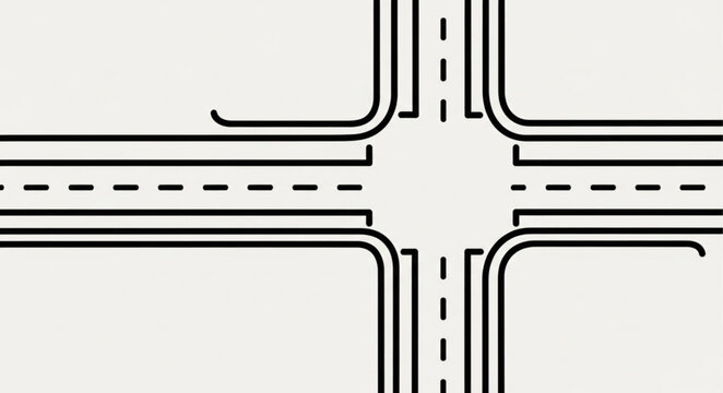 Simple Crossroads Intersection with Lane Markings and Curves.
