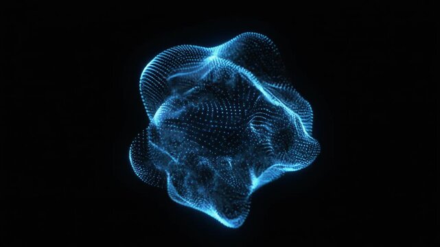 Glowing Blue Nebula of dots representing machine learning process with data analysis. Sphere of energy in movement composed by particles. Abstract Technology background with bright dots