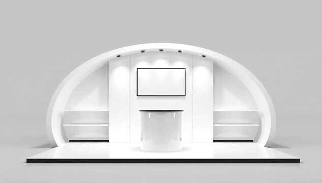 Modern white stage setup with curved design