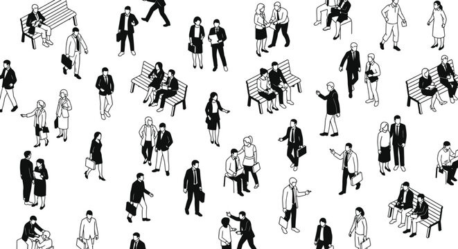 isometric business people vector pattern showing a crowd networking a seamless background of a professional community